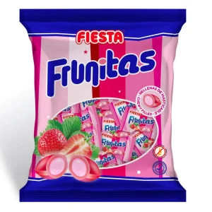 Frunitas Fresa FIESTA - Bolsa 270 Unids. - Caramelo Duro Relleno de Masticable Sabor Fresa - FRUNITAS