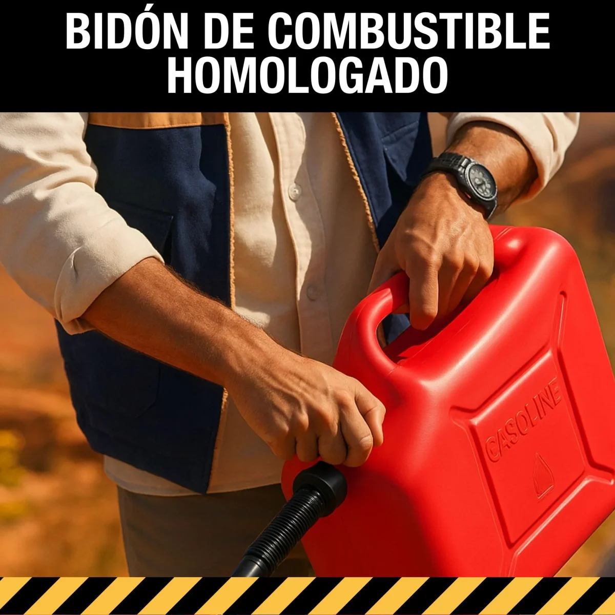 Bidon Gasolina - Con Embudo de Boquilla Flexible para evitar derrames - Con Visor de Nivel para facilitar la visibilidad - Con Homologación Oficial - De Plástico HDPE Duradero y Resistente - Imagen 6