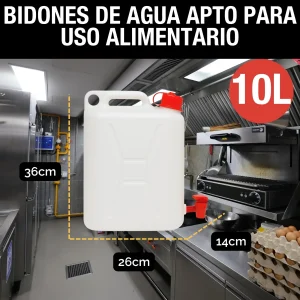 Bidón de Agua con Grifo, Tapón y Agarre Fácil | Depósito Agua Potable Apto Uso Alimentario | Garrafa Plástico HPDE Resistente | Ideal para Camping, Camper, Furgoneta y Casa