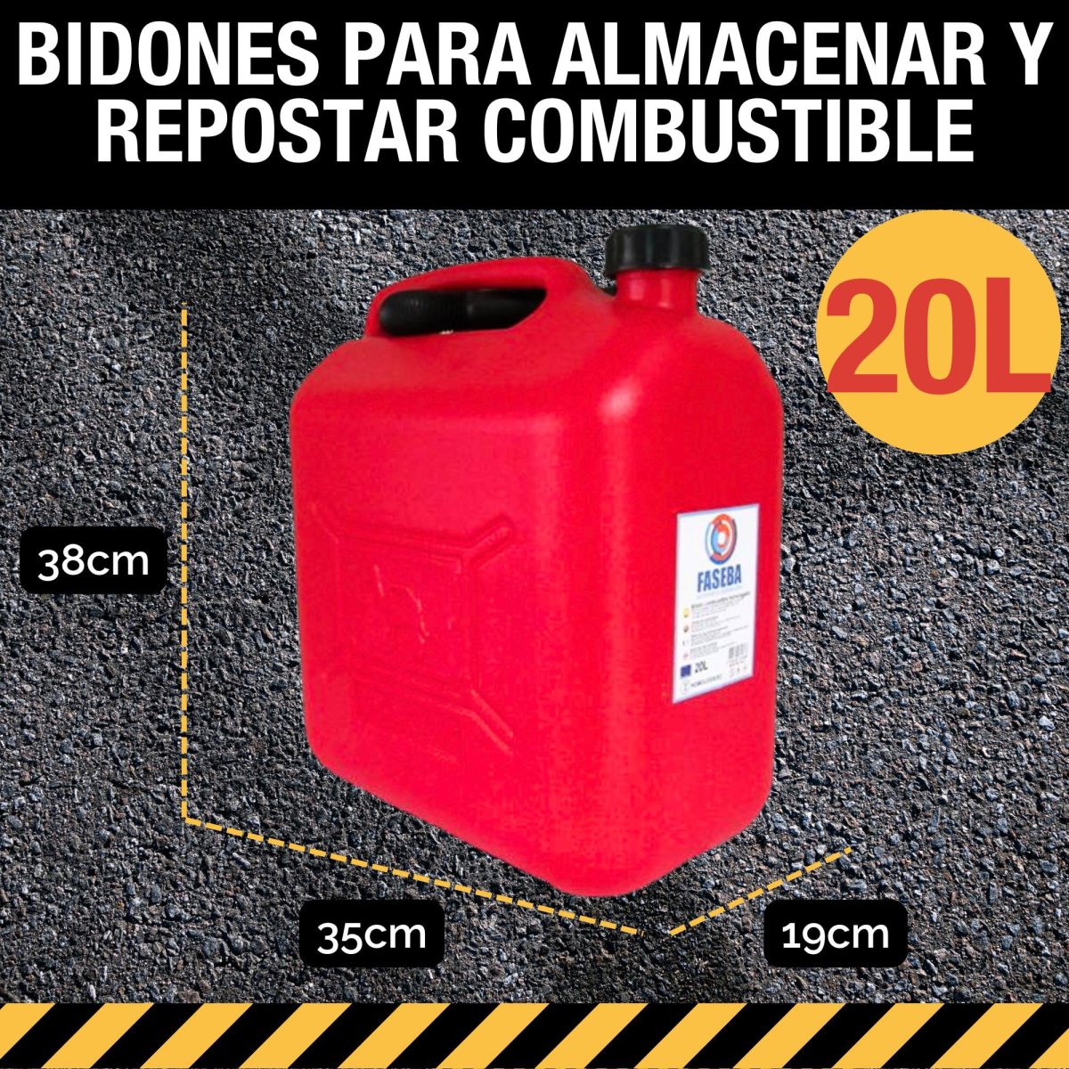 Bidon Gasolina - Con Embudo de Boquilla Flexible para evitar derrames - Con Visor de Nivel para facilitar la visibilidad - Con Homologación Oficial - De Plástico HDPE Duradero y Resistente - Imagen 7