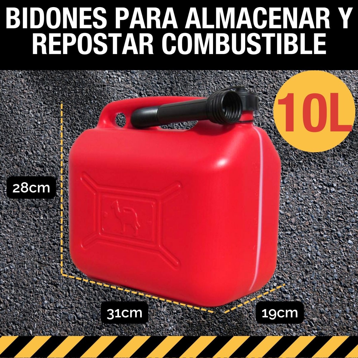 Bidon Gasolina - Con Embudo de Boquilla Flexible para evitar derrames - Con Visor de Nivel para facilitar la visibilidad - Con Homologación Oficial - De Plástico HDPE Duradero y Resistente