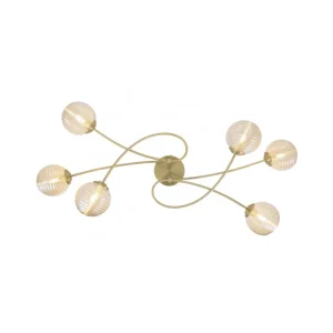 Plafón 6 luces latón – ámbar